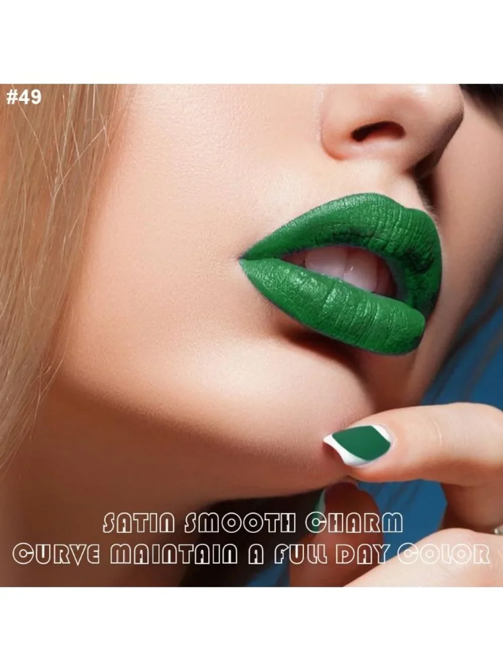 DNM 47# Emerald Green 2Pcs 24H Long-Lasting Matte Liquid Lipstick and Lip Liner